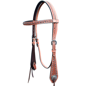 Bar H Equine American Leather Horse Saddle Tack One Ear Headstall | Breast Collar Browband Wither Strap Set BER260